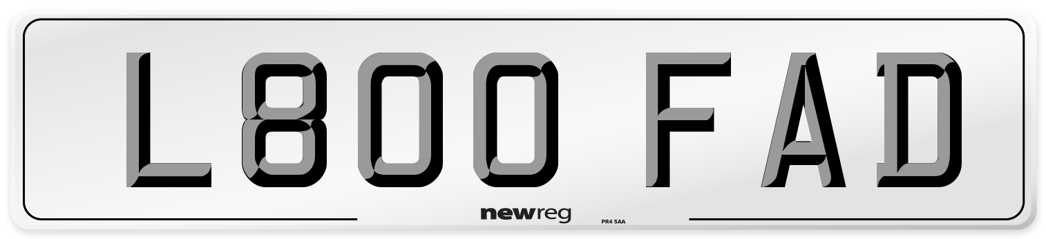 L800 FAD Number Plate from New Reg